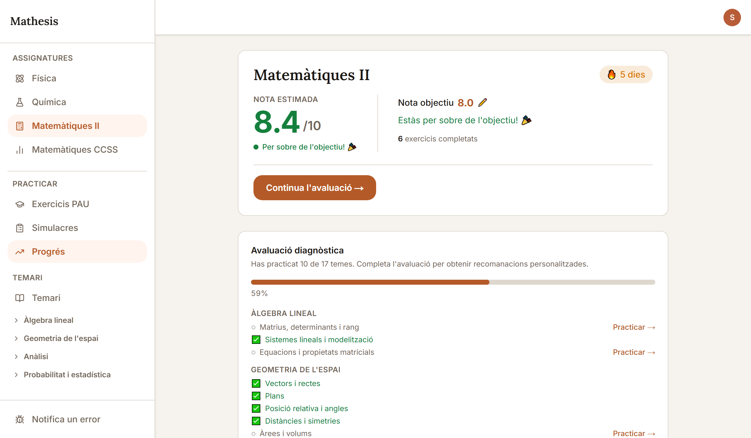 Progrés i resultats — segueix la teva evolució
